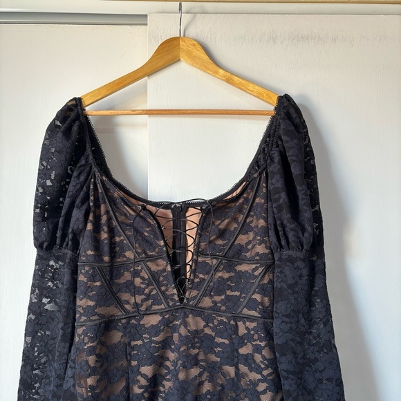 For Love and Lemons Violetta Slip Lace Dress in Black - Picture 5 of 14